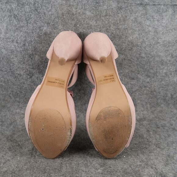 Qupid Shoes Womens 7 High Heel Platform Pumps Peep Toe Ruffle T Strap Back Zip - Picture 10 of 14